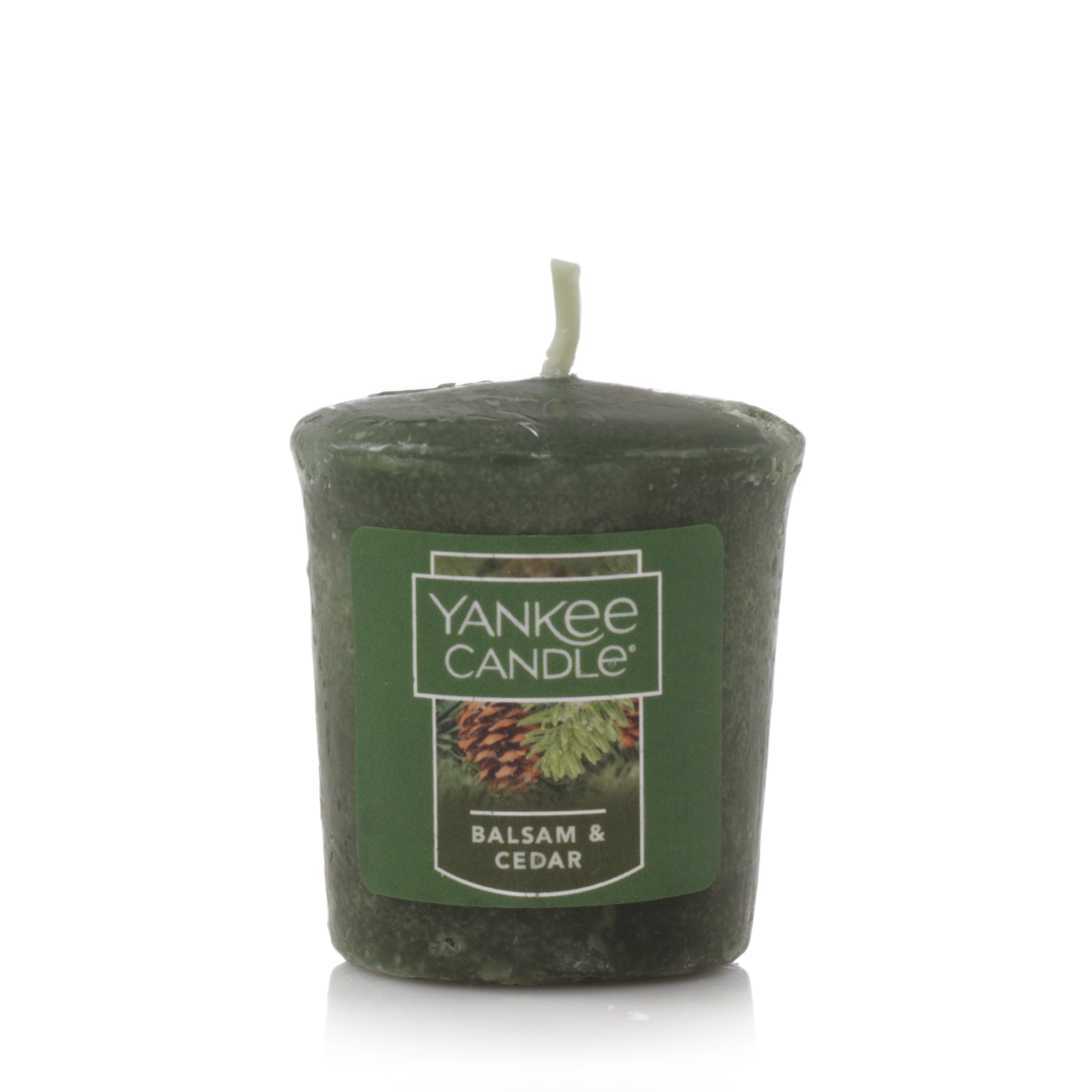 Yankee Candle Votives BALSAM & CEDAR Wax Melts Lot of 6 Green Wax New Forest 