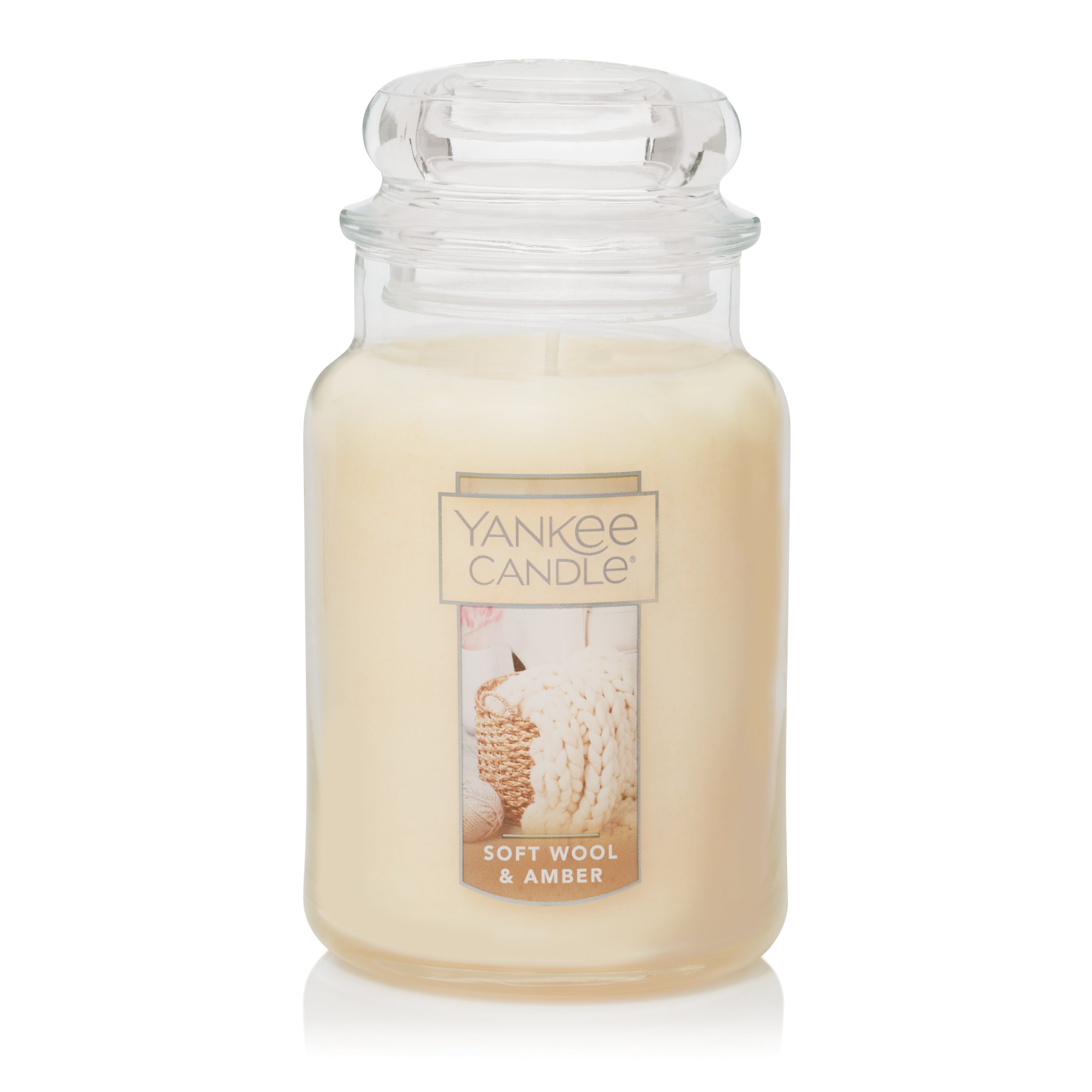 yankee candle candela profumata grande soft wool amber