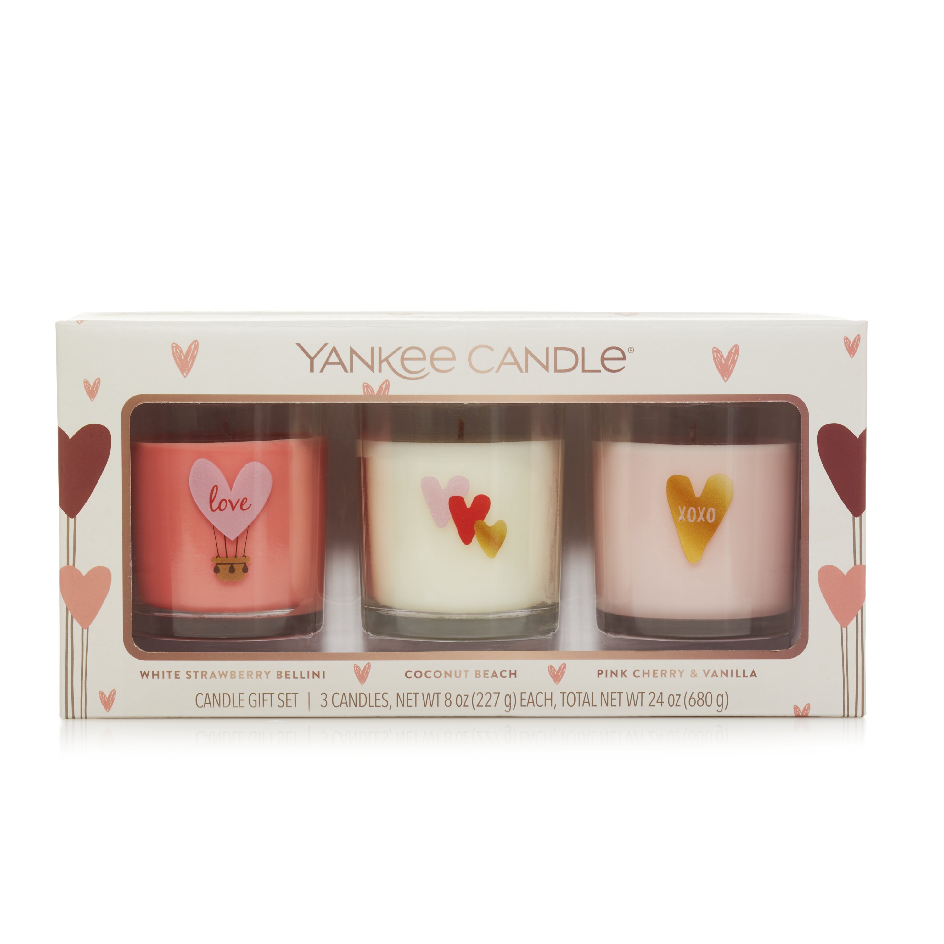YANKEE CANDLE - PINK CHERRY & VANILLA Box regalo con 3 candeline