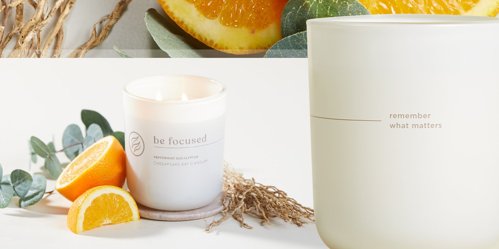 be focused remember what matters chesapeake bay candle with orange slices and eucalyptus