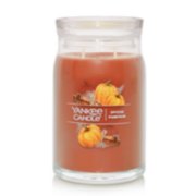 spiced pumpkin signature two wick large jar candle with lid on transparent background