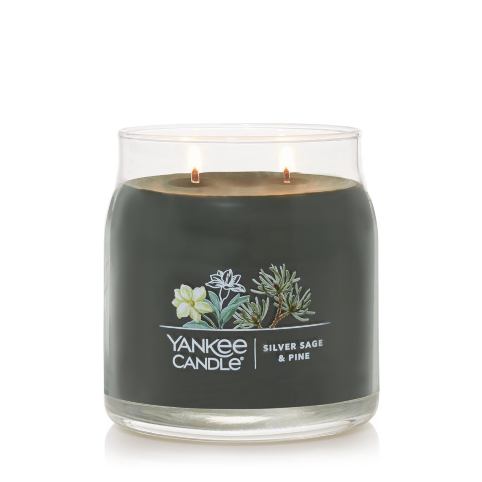 burning silver sage and pine signature jar candle