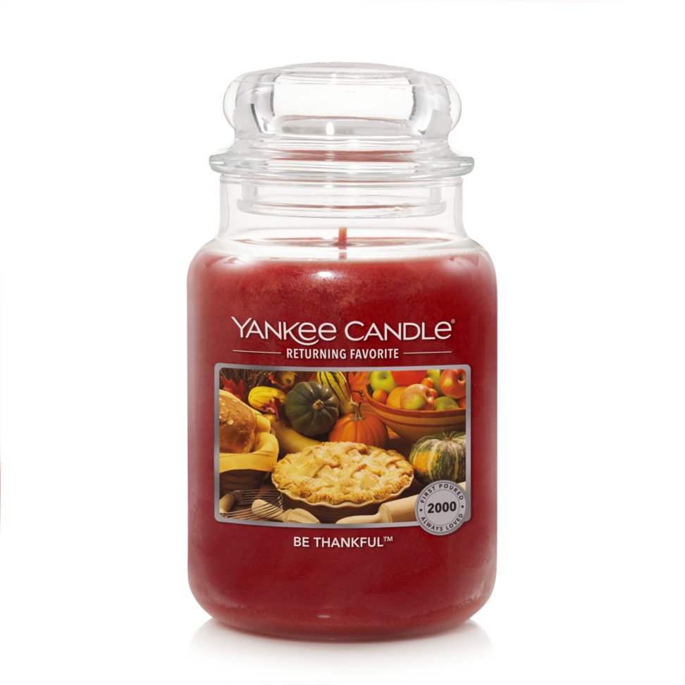 Large be thankful jar candle