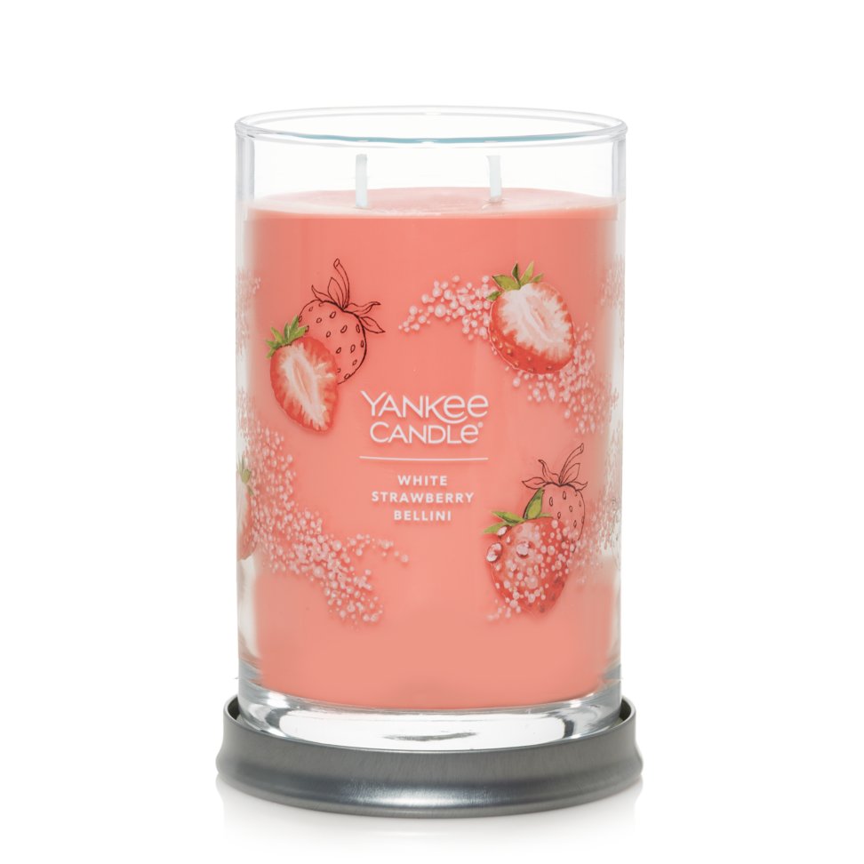 2 wick jar candle, white strawberry bellini