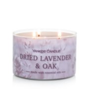 Yankee Candle in dried lavender and oak scent with three wicks