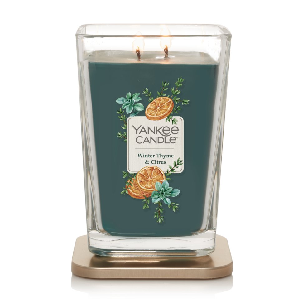 winter thyme and citrus large square candle