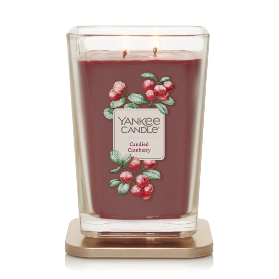 candied cranberry large square candle