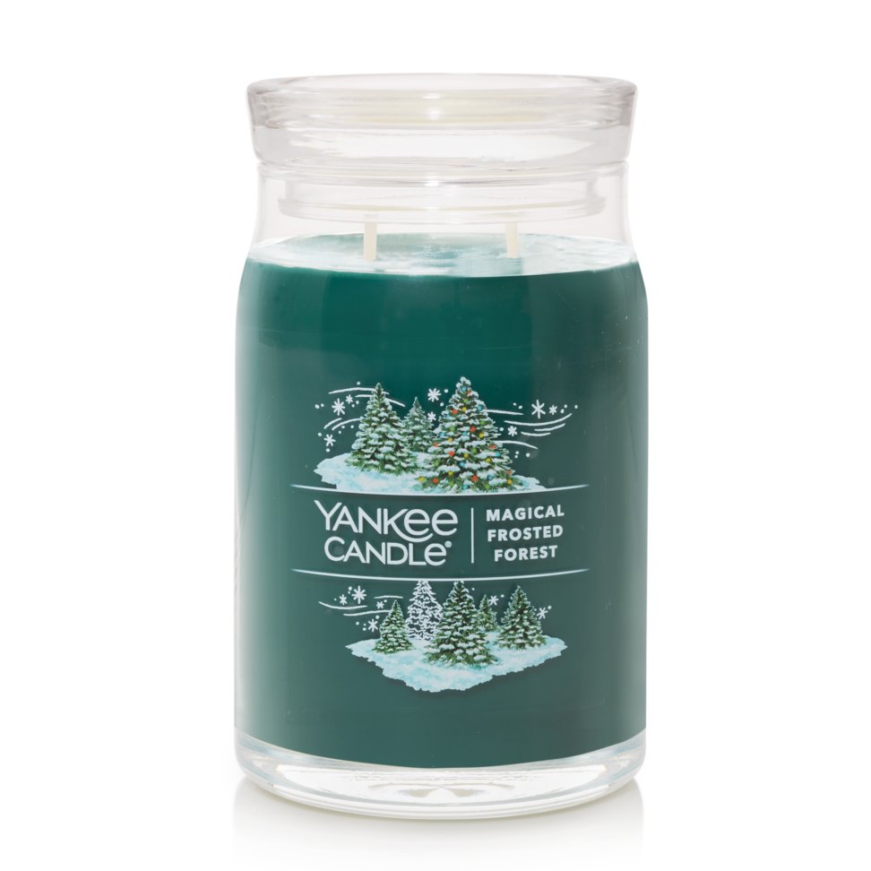 magical frosted forest signature large jar candle with lid