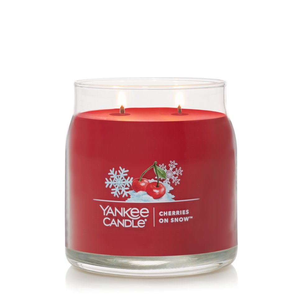 cherries on snow signature medium jar candle without lid