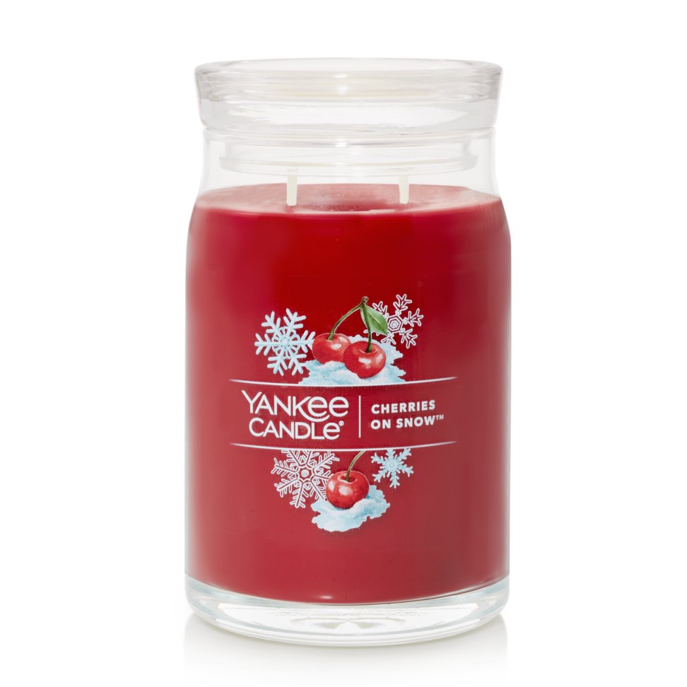 cherries on snow signature large jar candle with lid