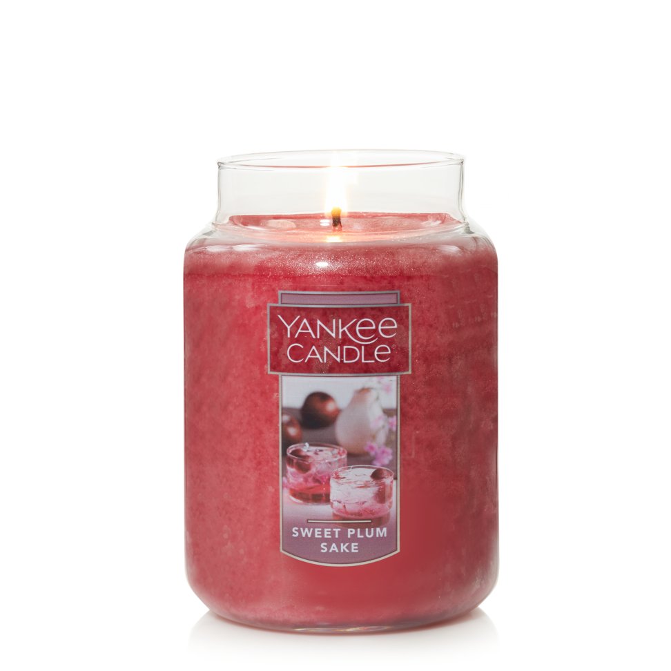 sweet plum sake original jar candle lit