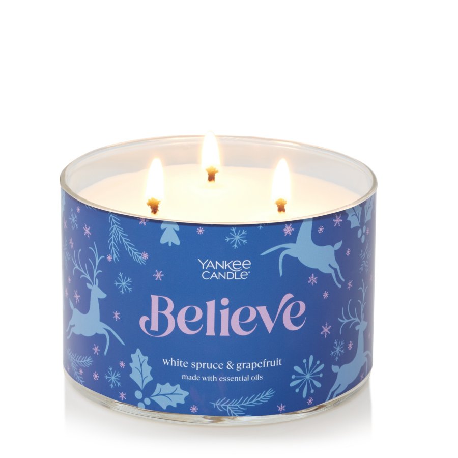 white spruce & grapefruit believe 3-wick candle