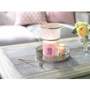 blush bouquet large jar candle with candle shade and votive holder on renaissance collection round mirrored candle tray image number 1