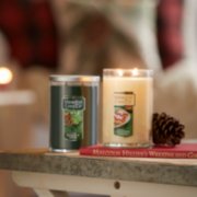 balsam and cedar and christmas  large tumbler candles on table image number 4