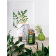 emerald isle large jar candle with illuma lid on tray with votive candle on votive holder and jar candle holder image number 4