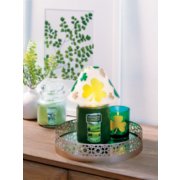 emerald isle and meadow showers large and medium jar candle and tea light with holder and votive holder and tray on table image number 3