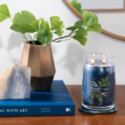 bayside cedar signature large jar candle on table image number 4