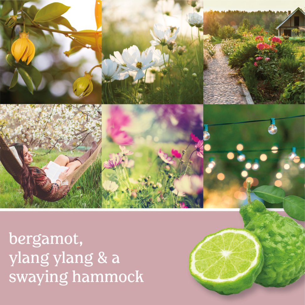 bergamont, ylang ylang, and swaying hammock
