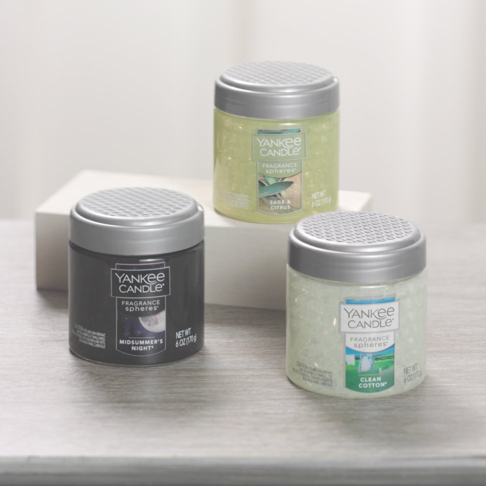 midsummers night and clean cotton and sage and citrus fragrance spheres