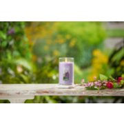 lit Lilac Blossoms Perfect Pillar Candle in a garden setting image number 3