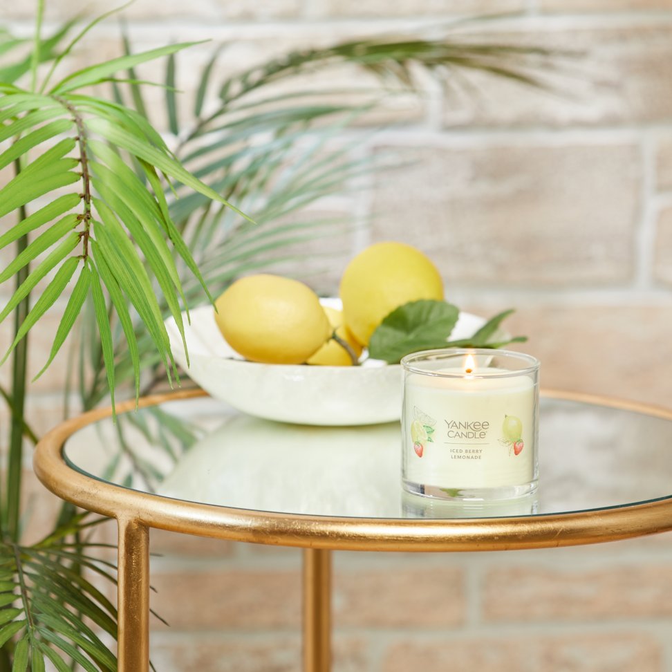 iced berry lemonade signature small tumbler candle on table