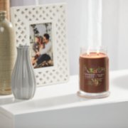praline and birch signature large jar candle on table image number 4