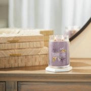 dried lavender and oak signature large jar candle on table image number 6