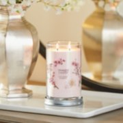 pink cherry and vanilla signature large tumbler candle on table image number 3