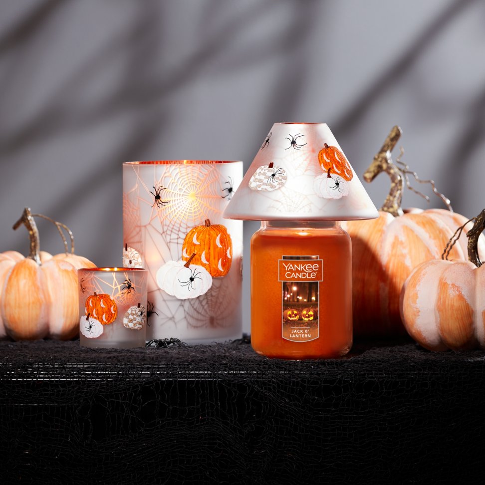 jack o lantern original large jar candle with halloween accents
