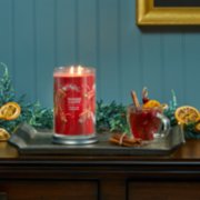 sparkling cinnamon signature large tumbler candle on table image number 6