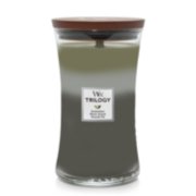 evergreen and wood smoke and frasier fir large hourglass trilogy candle
