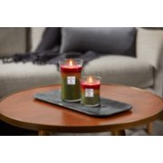 woodwick hearthside trilogy medium hourglass and large hourglass candles on table image number 4