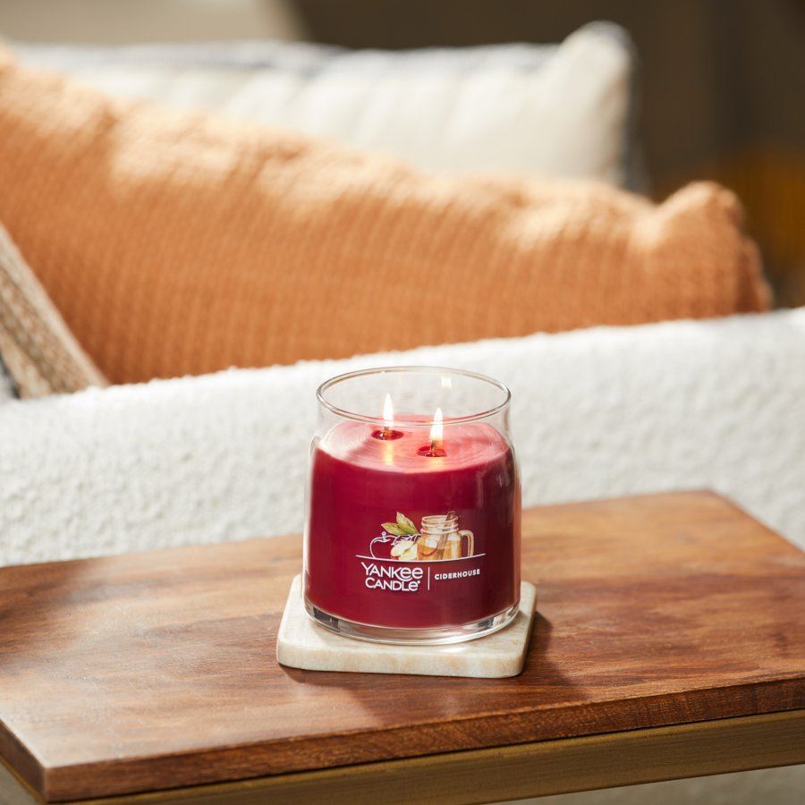 ciderhouse signature medium jar candle on table