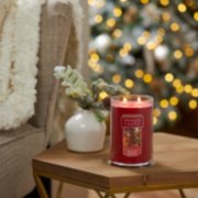 holiday hearth large two wick tumbler candle on table image number 2