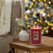 candy cane lane large two wick tumbler candle on table image number 2