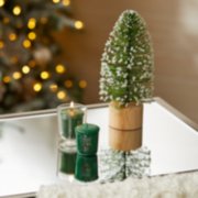 two balsam and cedar samplers votive candles, one on table and one in votive candle holder on table image number 5