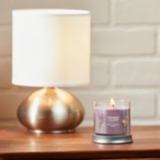dried lavender and oak signature small tumbler candle on table image number 3