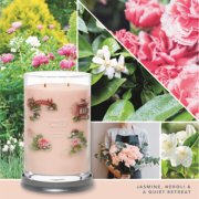 tranquil garden signature large tumbler candle with photo collage and text that reads jasmine, neroli and a quiet retreat image number 3