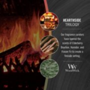 photo collage illustrating woodwick hearthside trilogy fragrances of elderberry bourbon, humidor, and frasier fir image number 3