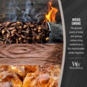 photo collage illustrating woodwick wood smoke fragrances of smoky cedar and glowing embers image number 2