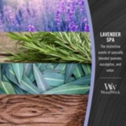 photo collage illustrating woodwick lavender spa fragrances of lavender, eucalyptus and cedar image number 5