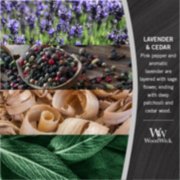 photo collage describing woodwick lavender and cedar fragrance image number 3
