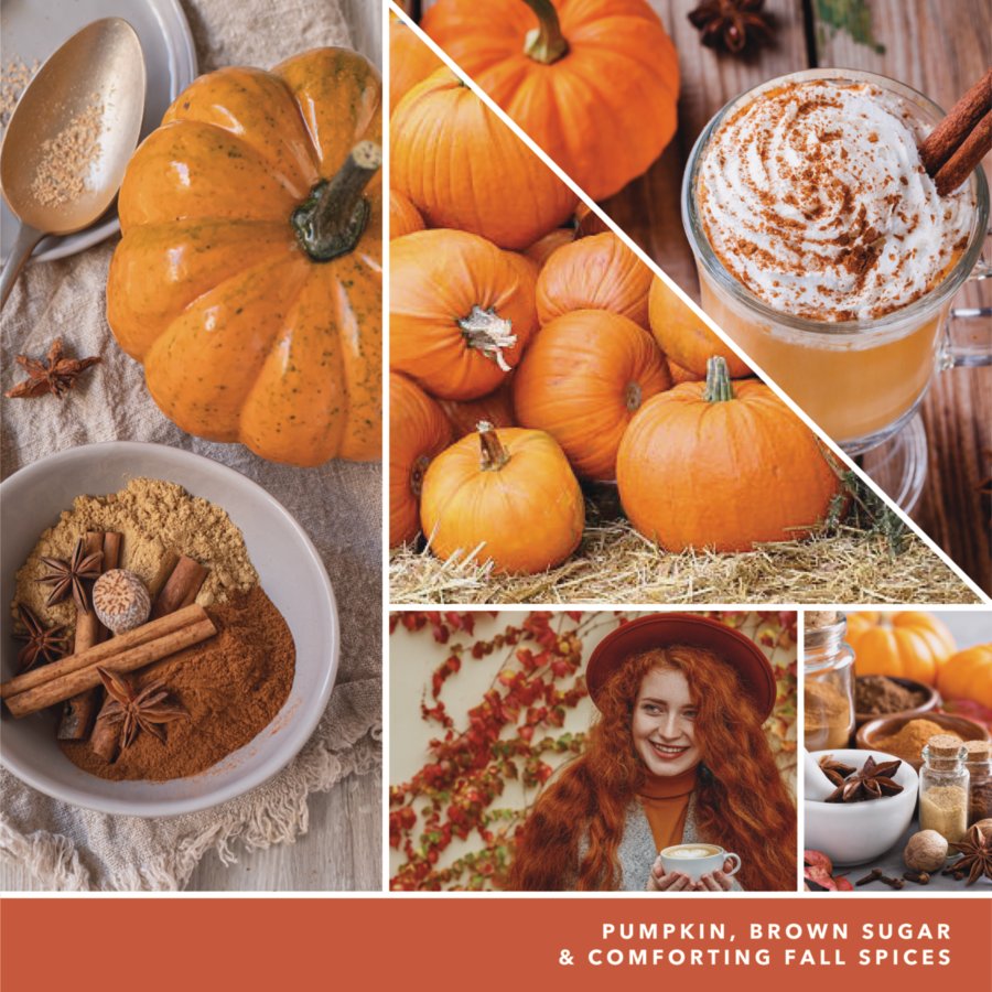 photo collage with text that reads, pumpkin, brown sugar and comforting fall spices