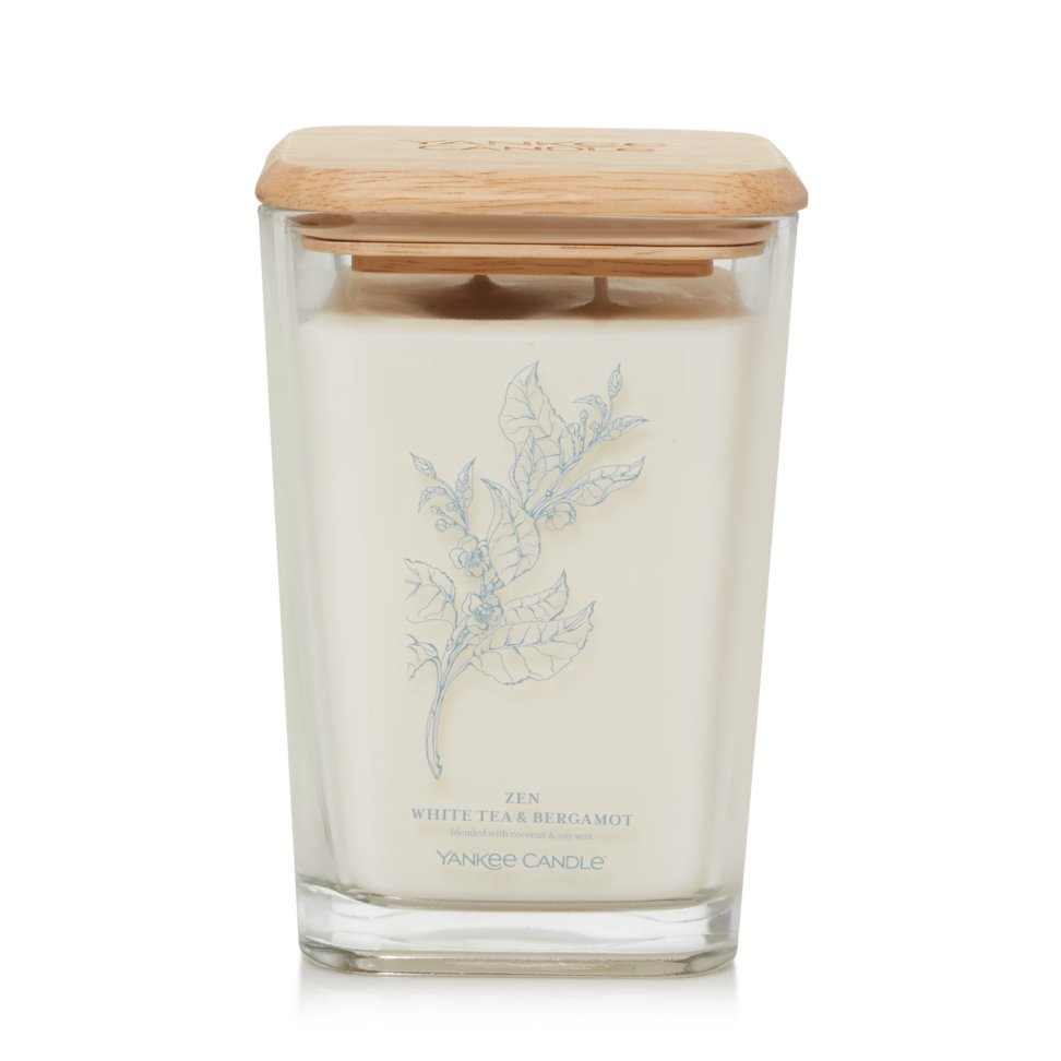 well living collection zen white tea and bergamot large square candle
