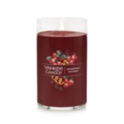 lit cranberry chutney signature medium pillar candle image number 7