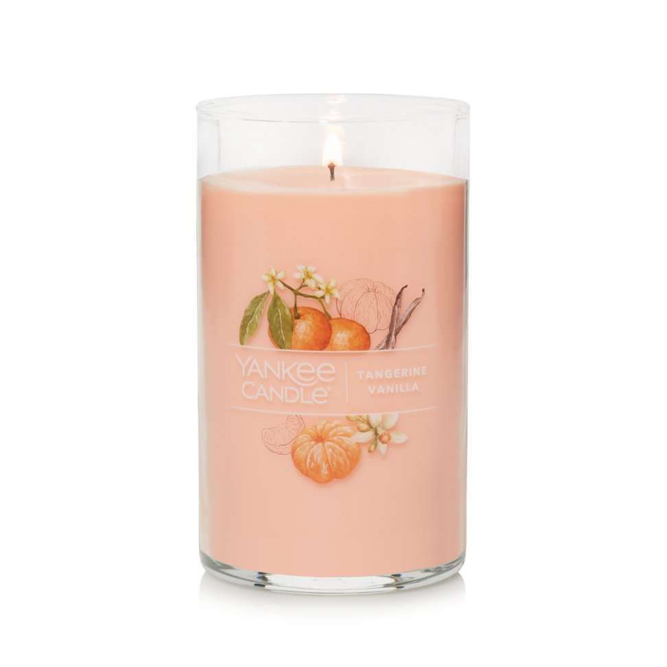 lit tangerine vanilla signature medium pillar candle