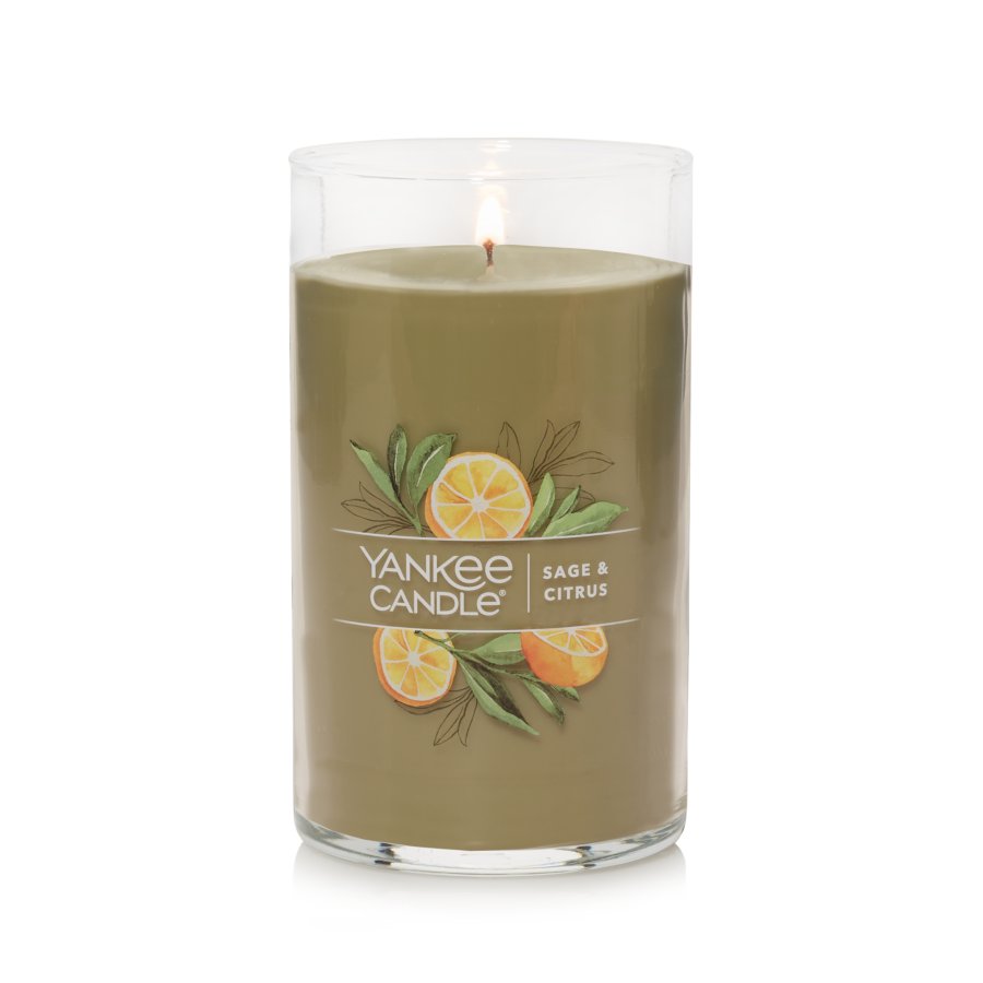 lit sage and citrus signature medium pillar candle