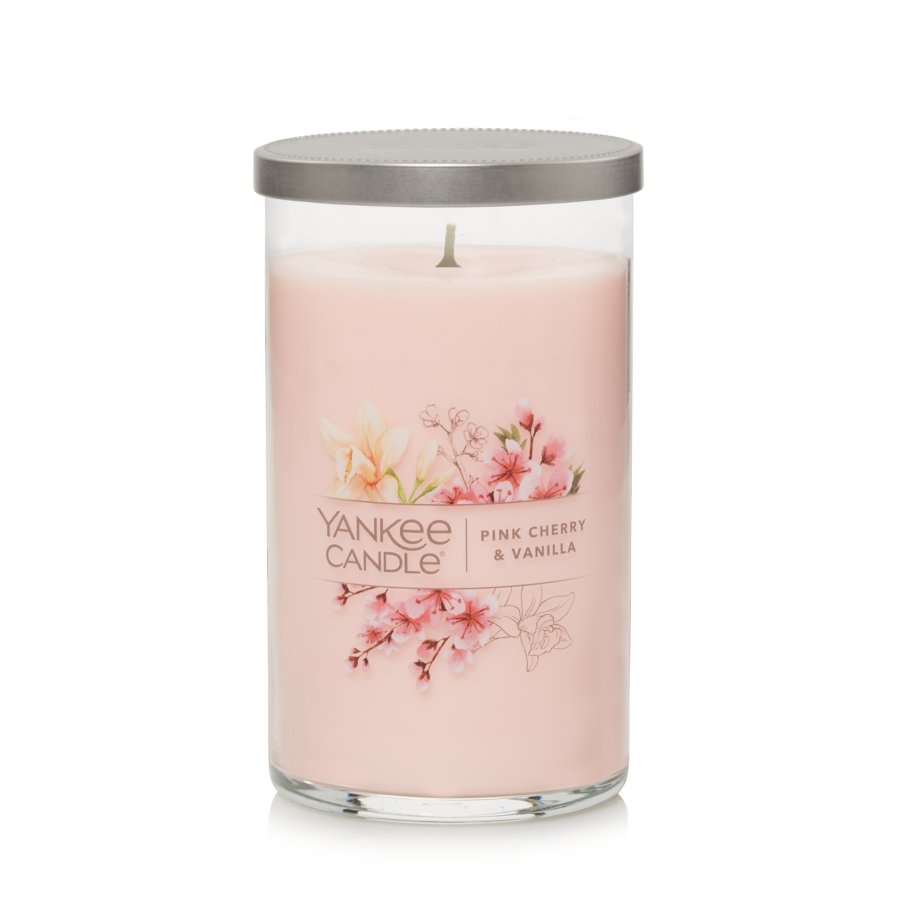 pink cherry and vanilla signature medium pillar candle