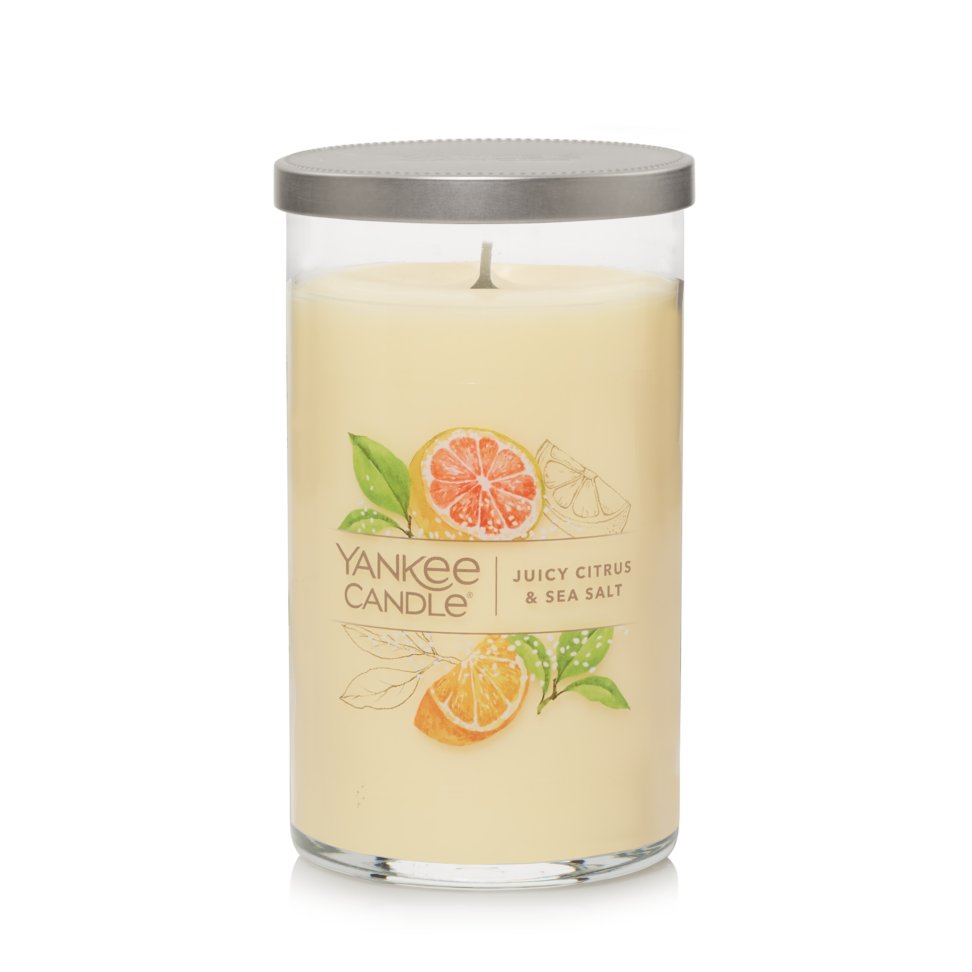 juicy citrus and sea salt signature medium pillar candle
