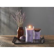 lavender spa large and medium hourglass candles on tray image number 5